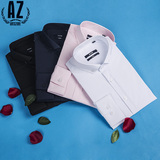AZ蚁族2016春季新款韩版修身纯色方领长袖衬衫青年男士商务百搭潮