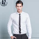 AZ蚁族2016春季青年男士英伦时尚休闲长袖白色韩版修身型全棉衬衫