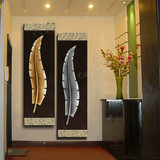 新款中式古典泰式油画东南亚装饰画玄关壁画走道挂画客厅双色羽毛