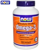 现货美国 Now Foods Omega-3 深海鱼油200粒 分子蒸馏不含胆固醇