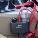 奥舒尔 车载充电器 一拖二汽车用USB一分二车载点烟器12V-24V手机