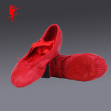 红舞鞋 成人皮教师鞋 舞蹈鞋练功鞋室内跳操鞋 软底现代舞鞋1020