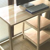 原木色 纯实木 全松木储物简易 电脑桌 学生学习书桌 台式写字台