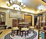 现代中式客厅地毯圆形茶几沙发地毯 卧室书房样板间手工晴纶地毯