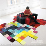 潮牌个性彩色方块格子异形创意不规则地毯 卧室茶几客厅沙发脚垫