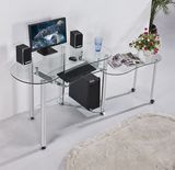 千盈 高档转角电脑桌 台式家用办公桌写字台简约现代钢化玻璃书桌