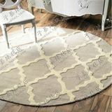 时尚简约格子圆形地毯客厅茶几沙发地毯卧室床边手工腈纶地毯定制