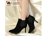 Camel骆驼女鞋 简约优雅 羊绒松紧带小尖头细高跟短靴 94112618