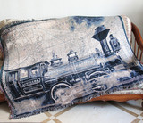 外贸原单经典岁月图案纯棉线挂毯线毯男票火车头盖毯沙发巾沙发垫