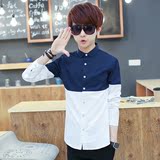 青少年衣服学生衬衫男韩版修身长袖青春个性潮流行打底衫薄款外套