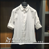 GXG男装2016夏季新款时尚白色修身斯文中袖衬衫正品代购 62123217