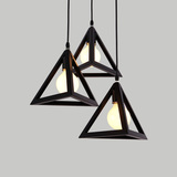 铁艺三角创意黑色白白简约小吊灯美式三头单头餐吊灯餐厅过道灯具