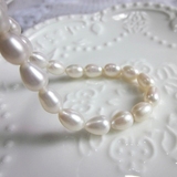 天然淡水珍珠米形水滴形珍珠项链锁骨链颈饰 7-8mm强光微瑕饰品