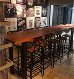 欧美式铁艺星巴克桌椅高脚吧椅咖啡厅实木酒吧吧凳快餐靠背椅子