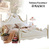 田园韩式双人床软靠真牛皮实木床1.5简约欧式家具象牙白1.8米婚床