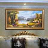 特价促销手绘油画欧式山水风景酒店客厅装饰画三只小鹿聚宝盆风景