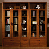 现代中式宜家自由组合玻璃门书柜 转角书橱单双门书房家具