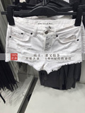 HM H&M女装专柜正品代购 毛边破洞牛仔白色短裤热裤原价199