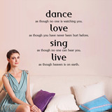 英文字母dance love sing live贴纸客厅卧室装饰可移除墙贴画防水