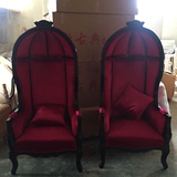 新古典公主椅实木鸟笼椅会所大厅装饰椅形象椅单人沙发欧式高背椅