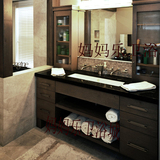 美式浴室柜组合落地北欧/宜家洗手台洗脸台盆洗漱池橡木落地镜柜