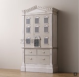 出口法式房形实木衣柜 美式乡村风格白色复古仿古儿童衣柜家具
