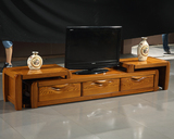 全实木电视柜组合榆木伸缩型多功能现代厅柜中式家具包邮