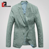 高端定制ZNCNRR 欧美夏季修身两粒单排扣西服时尚纯色百搭男外套