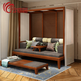 安庭居 东南亚风格家具罗汉床 槟榔色水曲柳实木架子床泰式家具