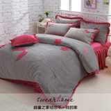 韩式珊瑚绒加厚法兰绒四件套 韩版床上用品卡通KT猫床单被套包邮