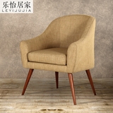 日式实木单人沙发椅北欧宜家布艺餐椅休闲椅简约现代创意椅客厅