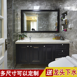 欧式美式黑色橡木浴室落组合落地柜卫生间洗脸盆洗漱台卫浴组合柜
