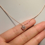 俊皇珠宝 18k浪漫玫瑰金项链天然钻石项链0.19克拉钻石项链套链
