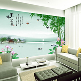 无缝壁画中式山水竹子客厅背景墙电视墙纸3d立体大型卧室环保壁纸