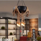 设计师工业创意个性吊灯麻绳轮胎客厅餐厅咖啡厅复古装饰diy灯具