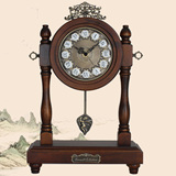欧式实木座钟客厅钟表卧室创意台钟中式怀旧时钟简约静音古典摆钟