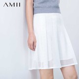 #Amii[极简主义]夏新透视网眼绑带修身大码A字半身裙