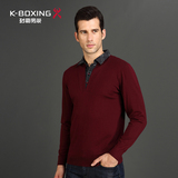 K-boxing/劲霸假两件针织衫 男士商务休闲羊毛保暖毛衣 CYYU3364