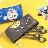 卡通龙猫哆啦A梦笔袋 创意卡通大容量笔袋男女PU皮笔包文具收纳包