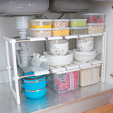 日本可随意收缩下水槽架卫生间厨房置物收纳架可伸缩置物架储物架