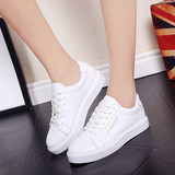 韩版ulzzang 白色系带厚底小白鞋女学生运动休闲鞋板鞋平底单鞋子