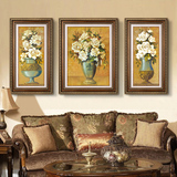 花卉美式欧式花瓶客厅有框装饰画 三联组合壁画沙发背景挂画