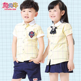 新款幼儿园园服夏装2015韩版夏季校服套装班服夏中小学生校服儿童