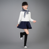 2015 韩版 涵涵露露海军服套装 水手加绒加厚全棉蓬蓬裙原单