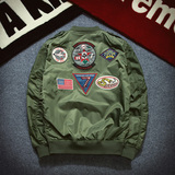 美国空军飞行员夹克MA1棉服日系复古男款夹克徽章飞虎队加厚外套