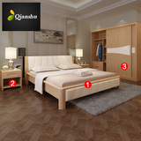 全实木家具套装组合卧室白蜡木双人床+衣柜+床头柜 套餐