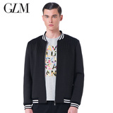 GLM男装春季太空棉修身休闲立领棒球服青年青年男款卫衣开衫外套