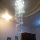 现代艺术旋转复式楼梯水晶长吊灯豪华别墅大客厅吊线灯LED水晶灯