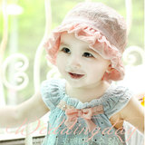 2015年春夏韩国版蕾丝公主帽蕾丝盆帽婴儿童女宝宝遮阳太阳帽凉帽