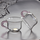 耐热加厚功夫茶小茶杯 玻璃茶具带把杯子个人单杯 彩把小杯品茗杯